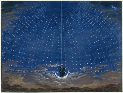 Cenário para a Rainha da Noite (na Flauta Mágica de Mozart) de Karl Friedrich Schinkel
